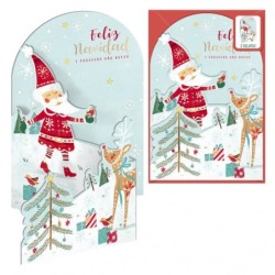 Dohe Pacote de Papai Noel na Neve com 6 Cartões de Natal Pop-Up com Envelope - Impresso em cores