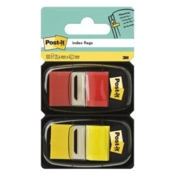 Post-It Index Pack of 2 Dispensers with 100 Repositionable Index Markers - Rectangular Shape - Assorted Colors