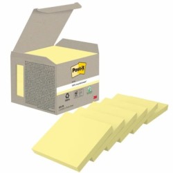 Pack Post-It de 6 Blocos de 100 Notas Autoadesivas Recicladas - Formato Quadrado - 76x76mm - Cor Amarelo Claro