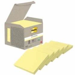 Pack Post-It de 6 Blocos de 100 Notas Autoadesivas Recicladas - Formato Quadrado - 76x76mm - Cor Amarelo Claro