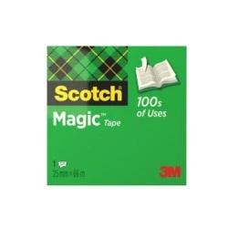 Scotch Magic Cinta Adhesiva Invisible - 25mm x 66m - Color Transparente
