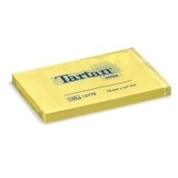 Pacote Tartan de 12 Blocos de 100 Notas Autoadesivas Reposicionáveis ​​76x127mm - 100% PEFC - Cor Amarelo Claro