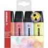 Stabilo Boss 70 Pastel Pacote de 4 Marcadores Fluorescentes - Linha entre 2 e 5mm - Recarregável - Tinta à base de água - Cores