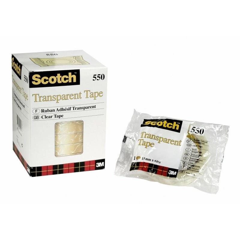 Scotch 550 Pack de 10 Rubans Adhésifs 15mm x 66m - Transparent