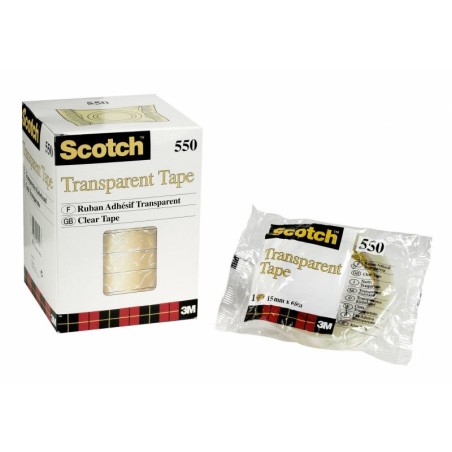 Scotch 550 Pack de 10 Rubans Adhésifs 15mm x 66m - Transparent