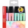 Stabilo Boss 70 Pastel Pack de 4 Rotuladores Marcadores Fluorescentes - Trazo entre 2 y 5mm - Recargable - Tinta con Base de