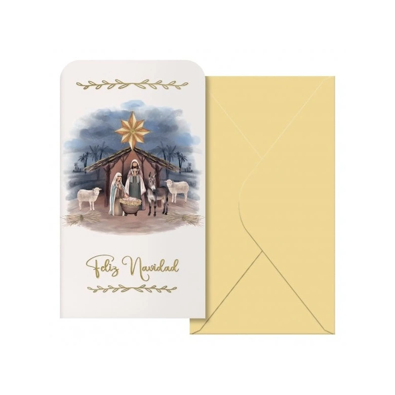 Dohe Maria Pacote de 6 Cartões/Carteiras de Natal com Envelope - Tamanho 9x16cm - Papel Offset - Impresso em Cores