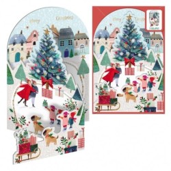 Dohe Skating Pack de 6 cartes de vœux de Noël pop-up avec enveloppe - Imprimées en couleur