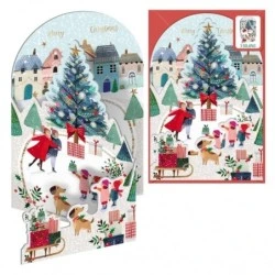 Pacote de patinação Dohe com 6 cartões comemorativos de Natal pop-up com envelope - impresso em cores