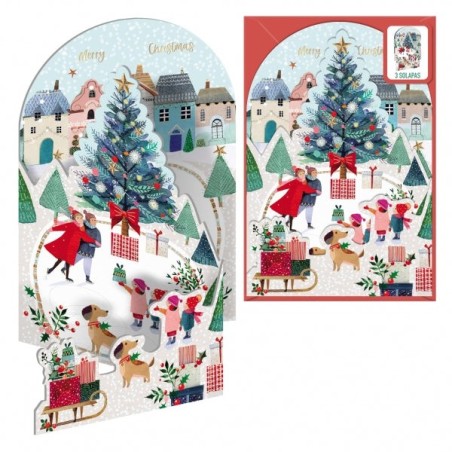 Dohe Skating Pack de 6 cartes de vœux de Noël pop-up avec enveloppe - Imprimées en couleur