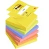 Pacote Post-It de 6 Blocos de 100 Z-Notes Adesivos Reposicionáveis ​​76x76mm - Formato Quadrado - Cores Sortidas