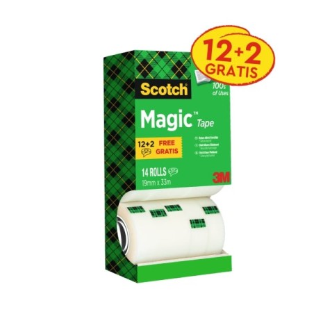 Scotch Magic Value Pack of 14 Invisible Adhesive Tapes 19mm x 33m - Clear