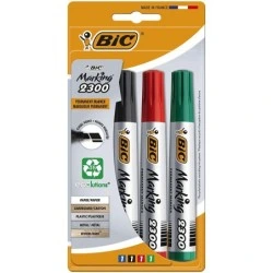 Bic Marking 2300 Ecolutions Pack of 4 Permanent Markers - Chisel Tip - Alcohol-Based Ink - Eco-Friendly - Assorted Colours