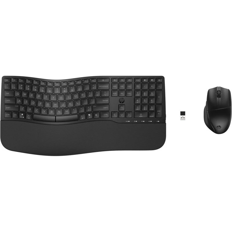 Conjunto de teclado e rato sem fios HP 685 -Bluetooth 5.3 + 2.4GHz - Apoio de pulso e 3 ângulos de inclinação - Tecla