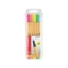Stabilo Point 88 Pack of 6 Fine Fibre-Tip Pens - 0.4mm Line - Water-Based Ink - Assorted Neon Colours