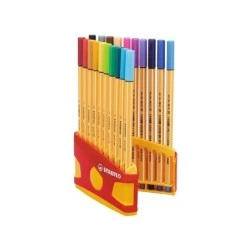 Stabilo Point 88 Pack de 20 Rotuladores de Punta Fina de Fibra - Trazo de 0.4mm. - Tinta con Base de Agua - Apto para Reglas y