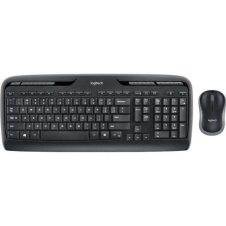 Logitech MK330 Wireless Multimedia Keyboard + Mouse Pack 3 Buttons - Ambidextrous Use - Black Color