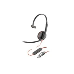 HP Poly Blackwire 3210 USB-C/USB-A Monaural Headset with Microphone - Padded Ear Pad - Cable Controls