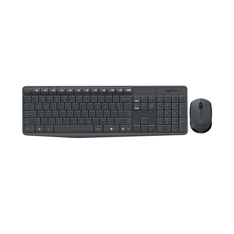 Pack Clavier + Souris Sans Fil Logitech MK235 3 Boutons - Utilisation Ambidextre - Coloris Noir