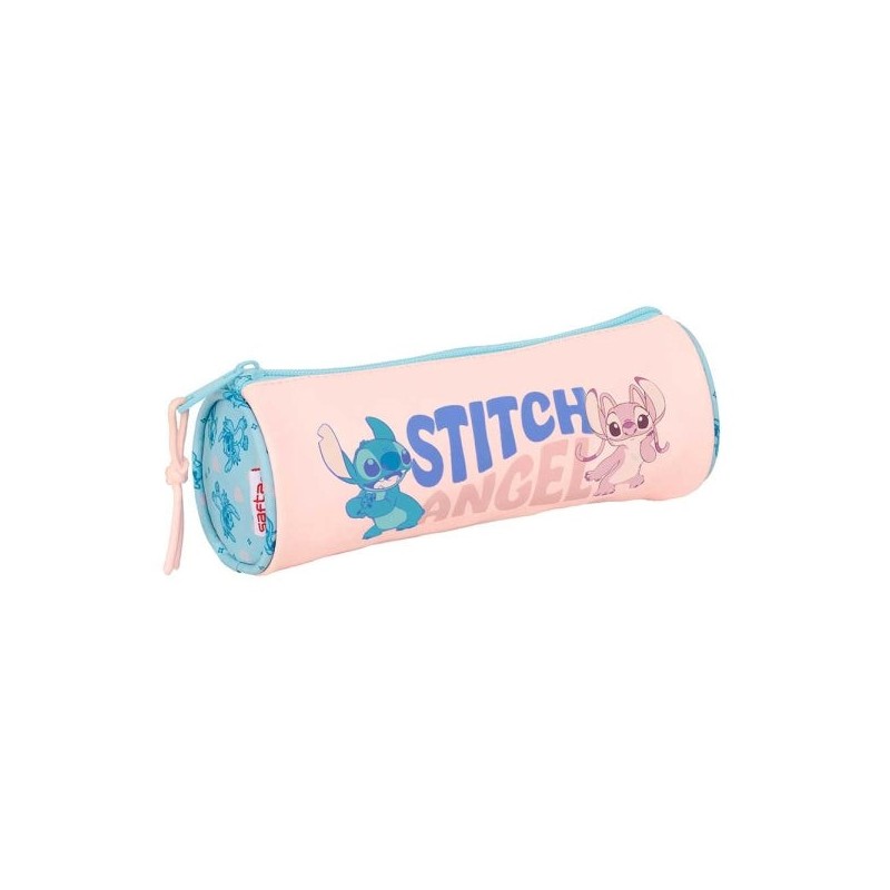 Safta Stitch Ohana Étui de Transport - Poignée à Ouverture Facile - 1L - 200x70x70mm - Couleur Rose Pastel