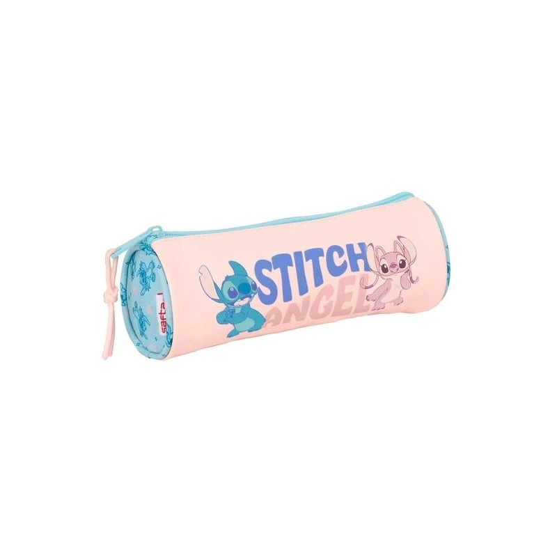 Safta Stitch Ohana Étui de Transport - Poignée à Ouverture Facile - 1L - 200x70x70mm - Couleur Rose Pastel