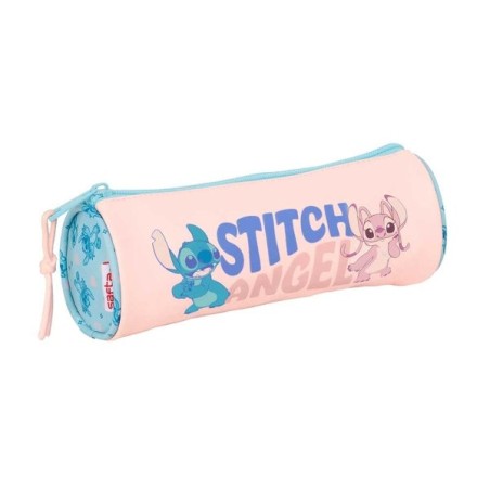Estojo Safta Stitch Ohana - Alça de abertura fácil - 1L - 200x70x70mm - Cor Rosa Pastel