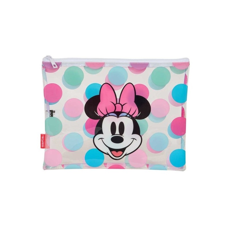Safta Minnie Mouse Beach Bolsa de Verano - Cremallera - 2L - Ligera y Duradera - Perfecta para Playa - 300x230mm - Color