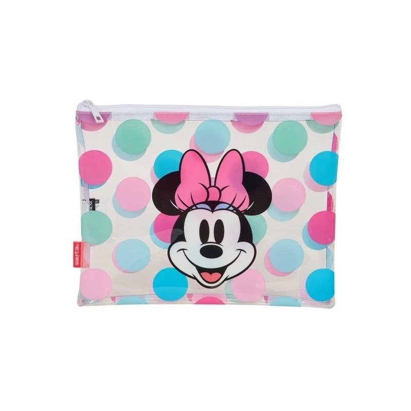 Safta Minnie Mouse Beach Summer Bag - Zipper - 2L - Light and Durable - Perfect for Beach - 300x230mm - Transparent Color