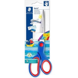 Tesoura escolar infantil Staedtler Noris 965 - Aço inoxidável - Suave e ergonómica - Corte de qualidade - Comprimento 21cm