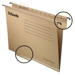 Esselte Classic Folio Pack of 50 Reinforced Folio Hanging Folders - Includes Transparent Plastic Viewers and White Labels
