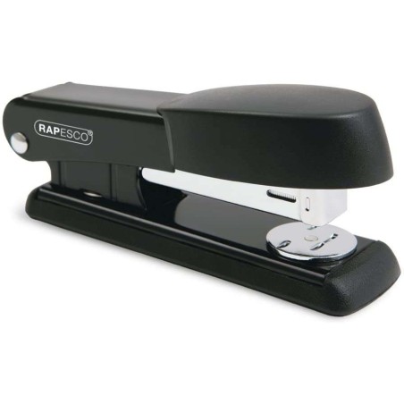Agrafador de mesa metálico Rapesco Bowfin - até 25 folhas - agrafos 26/6, 24/6 - agrafagem fechada e aberta - cor preta