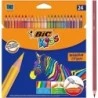 Bic Kids Evolution Stripes Caja de 24 Lapices de Colores surtidos - Fabricados en Resina - Punta Ultraresistente - Mina