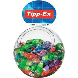 Tipp-Ex Micro Tape Twist Présentoir 60 Rubans Correcteurs 5.00mm x 8m - Tête Rotative - Écriture Instantanée - 4 Couleurs