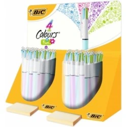 Bic 4 Colours Fun Display of 40 Retractable Ballpoint Pens - 1.0mm Medium Tip - Oil-Based Ink - Coloured Ink: Pink, Purple