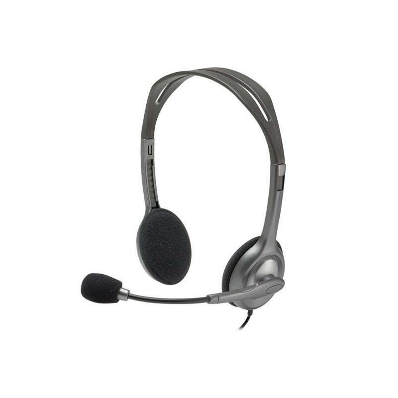 Logitech H111 Auriculares Estereo con Microfono - Microfono Giratorio - Diadema ajustable - Jack 3.5mm - Cable de 1.80m - Color