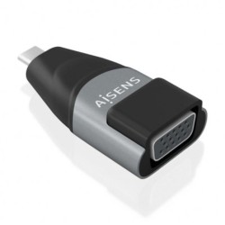 Aisens Conversor USB-C a VGA de Aluminio - Transmision de Señales USB a VGA - Resolucion 1920×1200@60Hz - Compatible con