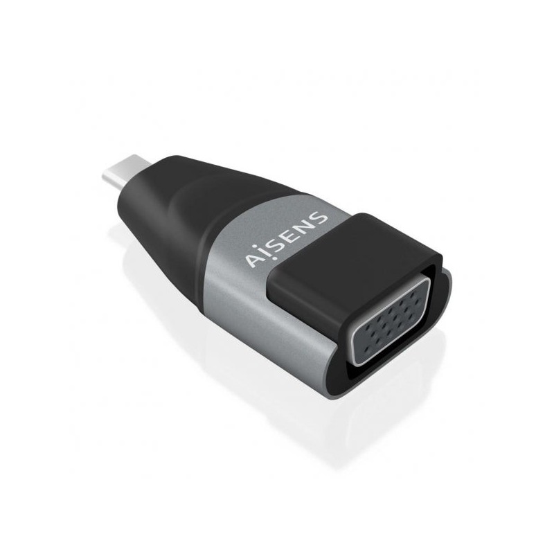 Aisens Conversor USB-C a VGA de Aluminio - Transmision de Señales USB a VGA - Resolucion 1920×1200@60Hz - Compatible con