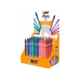 Visor de secagem rápida Bic Gel-Ocity com 48 canetas retráteis - Punho de borracha - Ponta média de 0,7 mm - Secagem