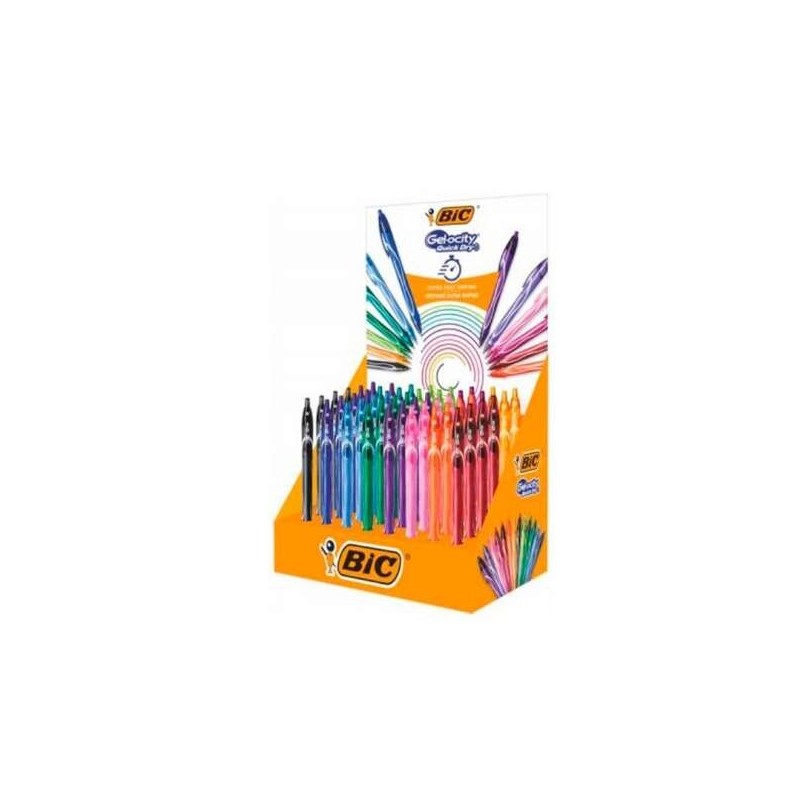 Visor de secagem rápida Bic Gel-Ocity com 48 canetas retráteis - Punho de borracha - Ponta média de 0,7 mm - Secagem