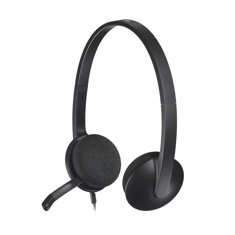 Logitech H340 Auriculares con Microfono USB - Microfono Plegable - Diadema Ajustable - Almohadillas Acolchadas - Cable de 1.80m