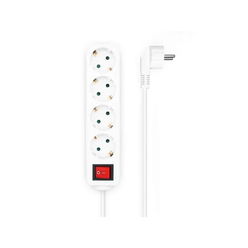 Aisens Regleta de 4 Tomas Schuko con Cable de 1.4m - Proteccion Infantil - Color Blanco