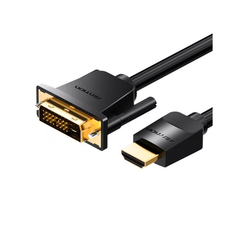 Vention Conversor DVI Macho a HDMI Macho - 1m - Color Negro