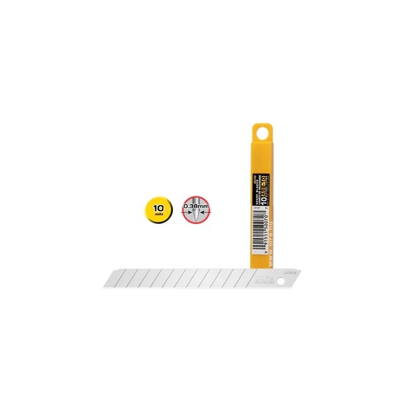 Olfa Pack of 10 Replacement Blades for Olfa Cutters - 12 Segments - Width 9mm