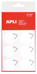 Apli Pack de 12 Colgadores Autoadhesivos Redondos Ø 30mm - Triangulo Metalico de Soporte - Base Adhesiva Blanca - Gran Resistencia - Ideal para Fotos, Calendarios y Posteres