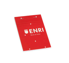 Enri Bloc de Notas Grapado Formato A7 Cuadriculado 4x4mm - 80 Hojas Microperforadas - Tapa Blanda Roja