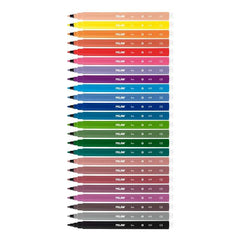 Milan Pack de 24 Rotuladores - Punta Fina de 2mm - Tinta al Agua - Lavable - Colores Surtidos