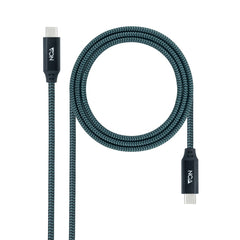 Nanocable USB-C Cable - Length 1.5m - 20Gbps - 100W Charging - 5A - 4K Video at 60Hz - E-mark Chip - Compatible with Thunderbolt 3 - Aluminium Connectors - Grey and Black