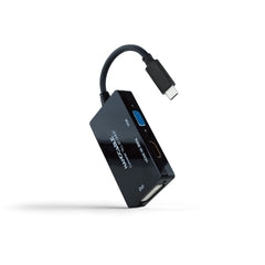 Nanocable Conversor de Video - USB-C a HDMI, DVI y VGA - 3 Salidas Simultaneas - 4K a 60Hz por HDMI - Modo SST y MST - Longitud 20cm - Color Negro