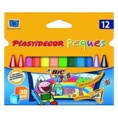 Bic Kids Plastidecor Peques Caja de 12 Lapices de Cera Triangulares - Ideal NiÃ±os PequeÃ±os - Textura blanda - No Mancha