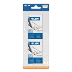 Milan Pack de 2 Cajas de 10 Tizas - Redondas - No Contienen Caseina - Color Blanco